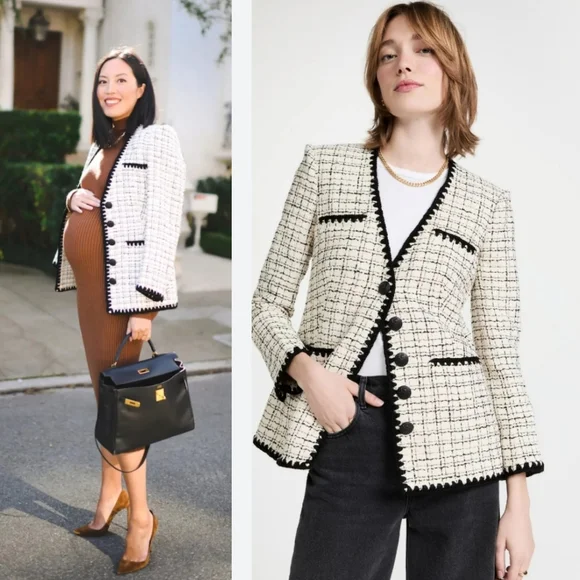 Veronica Beard Albia tweed jacket size 6 black and white new with tag